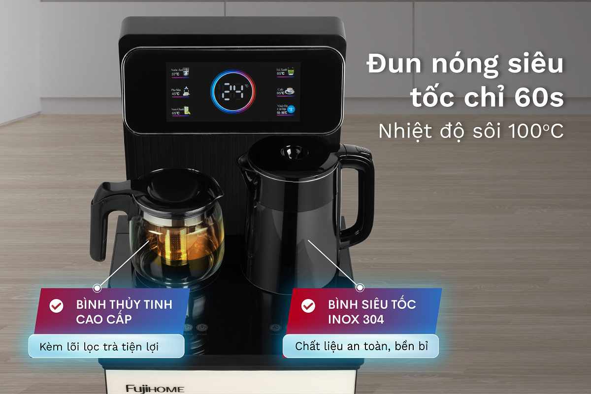 Cây nước nóng lạnh kết hợp bàn pha trà, caffe Fujihome TBD22
